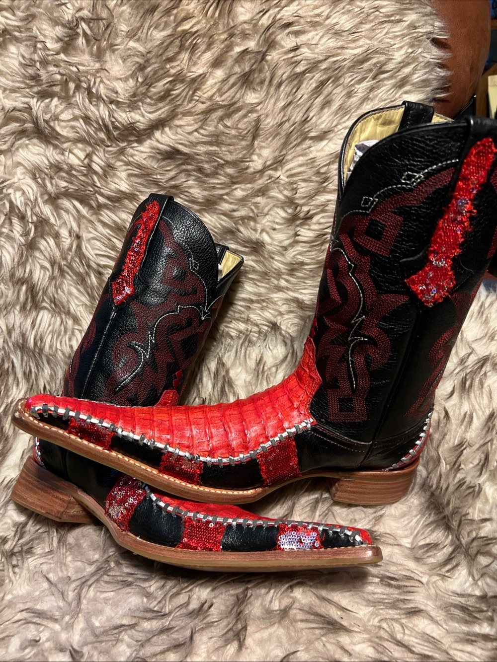 El General Black and Red Men's Western Boots Sz 7